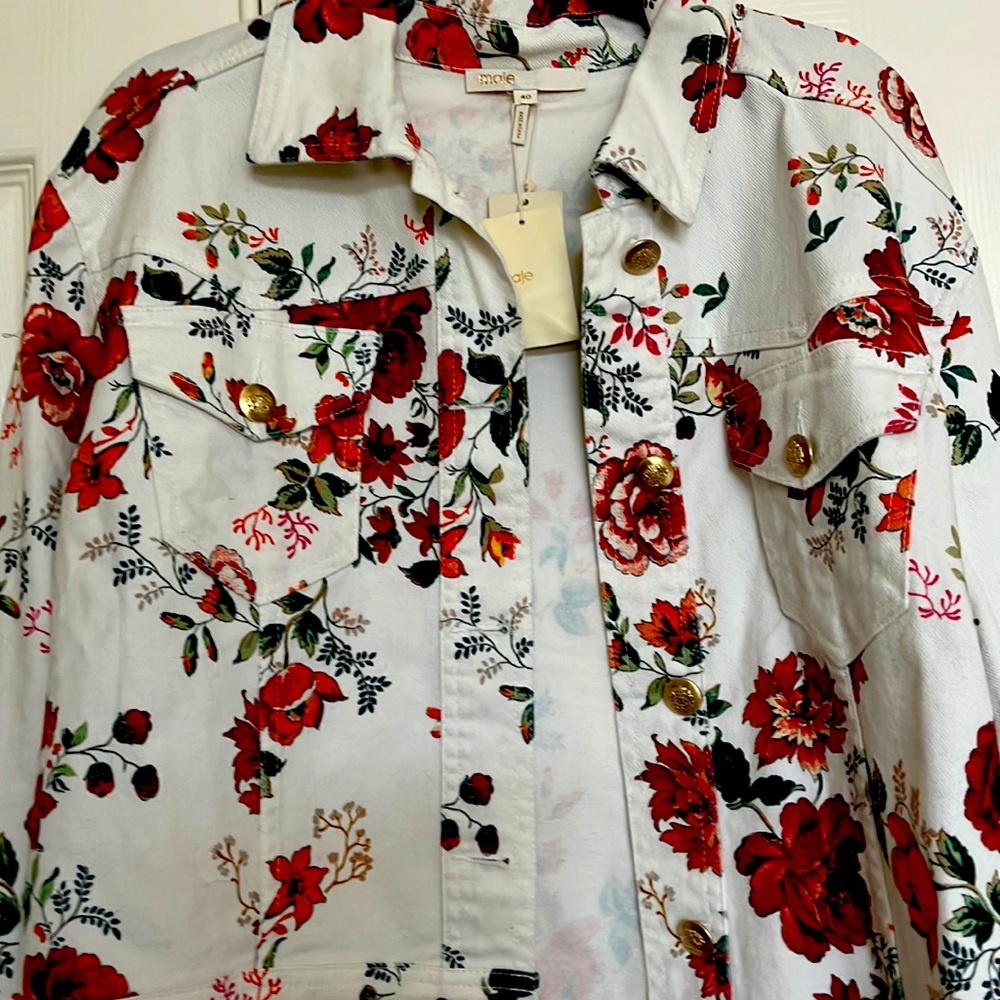 Adorable floral Jean Jacket from Maje size M, NWT